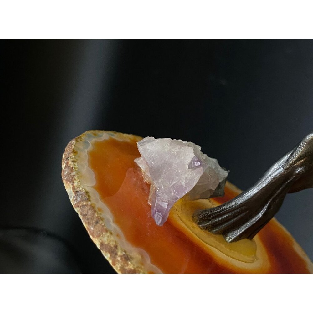 Pewter Wizard Mounted on a Sliced Geode Agate Figurine Crystal Ball - Picture 6 of 12